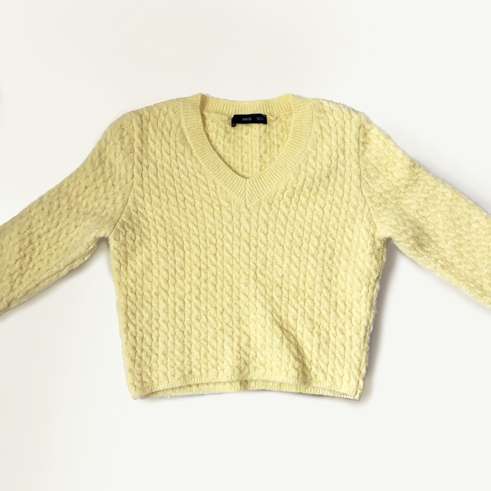 Mango Pastel Yellow Fuzzy Sweater